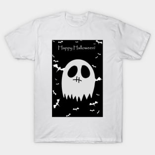"Happy Halloween" Stitched Mouth Ghost T-Shirt
